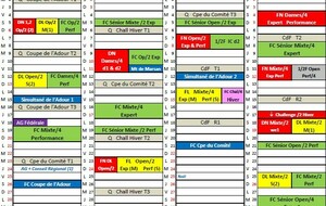 Calendrier des compétitions 